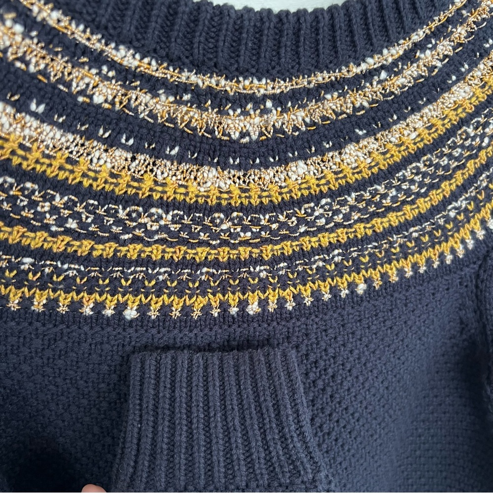 The Reeds x J. Crew Navy Cotton Blend Fair Isle Style Sweater. Size S. - Picture 4 of 6